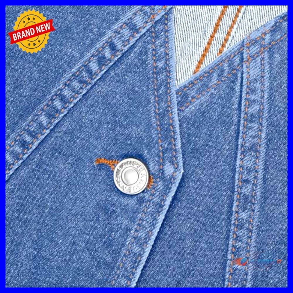 Large Denim Vest V-Neck Button Down Sleeveless Casual Top - Picture 5 of 7